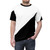 Diagonal black and white t-shirt with a modern, minimalist half and half graphic design - men front