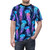 Radiant bioluminescent jellyfish in an ocean ombre rainbow pattern on a navy blue t-shirt - men front