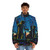 Sewer Surfers Puffer Jacket featuring a space-inspired graphic design - men front