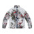 Immortal Surreal Fantasy Puffer Jacket with Skull and Flowers Design