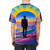 Vibrant desert sunrise abstract art design printed on a high-quality t-shirt - men back