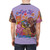 Vibrant all-over print t-shirt featuring a colorful, psychedelic animal rights design - men back