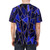 Model wearing a blue and white abstract geometric graphic t-shirt - men back
