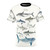 Realistic illustration of various shark species on a high-quality t-shirt