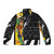 Colorful and fun pop art puffer jacket with cartoon-inspired design