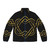 Puffer jacket with intricate Celtic knot designs in a heart shape
