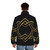 Puffer jacket with intricate Celtic knot designs in a heart shape - men back