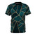 "Teal geometric abstract pattern design on t-shirt"
