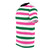 Deckchair-inspired striped t-shirt in bold pink and forest green horizontal stripes - men left