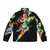 A vibrant and artsy puffer jacket featuring bold graphic lighting designs - Back