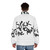 School of Rock Stick it to the Man puffer jacket featuring music theme and graphic design - men back