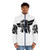 Goldorak anime-inspired puffer jacket with robot and UFO graphics - men front