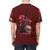 Black t-shirt with artistic design featuring a skull playing a cello, surrounded by floral and macabre elements - men back