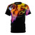 Vibrant all over print t-shirt featuring a music-inspired graphic design