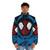 A red and blue puffer jacket with a spider-themed design, perfect for Marvel fans and web-slingers. - men front