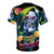 Colorful all-over-print t-shirt with bold comic book graphics and "Deal With It" text - Back