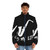 A cozy puffer jacket with a saxophone design, perfect for music lovers - men front