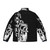 Puffer jacket with abstract black and white saxophone keywork painting design - Back