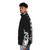 Puffer jacket with abstract black and white saxophone keywork painting design - men side left