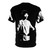 Laurie Anderson inspired graphic tee with woman in suit and glasses, black and white duotone design - Back