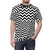 Dazzling abstract geometric camo print design on a black and white t-shirt - men front