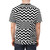 Dazzling abstract geometric camo print design on a black and white t-shirt - men back