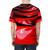 Artistic T-shirt featuring a vibrant red latex design - men back