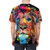 Vibrant watercolor illustration of a majestic lion on a t-shirt - men back