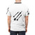 A person wearing a t-shirt with a darts graphic design - men back
