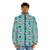 Puffer jacket with decorative dark animal patterns - men front