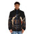 Samurai Spirit Minimalist Puffer Jacket with Japanese warrior design - men front