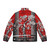 A stylish samurai-inspired puffer jacket with a cherry blossom design - Back