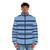 Dear Evan Hansen striped puffer jacket, featuring the show's iconic branding and design - men front