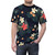 Model wearing a dark t-shirt featuring a tropical floral pattern design. - men front
