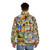 Colorful puffer jacket featuring Salvador Dali's iconic surrealist artwork - men back