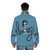 Salty Mermaid Puffer Jacket with a mythical mermaid design - men back