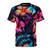 Tropical Hawaiian floral pattern design on a t-shirt for summer vacations and tropical getaways.