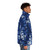 Sakura blossom puffer jacket in navy blue with watercolor pattern - men side right