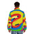 Colorful puffer jacket, fashionable winter outerwear - men back