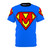 Retro superhero-inspired super letter M graphic printed on a t-shirt