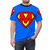 Retro superhero-inspired super letter M graphic printed on a t-shirt - men front