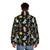 A cozy puffer jacket featuring a fun, festive balloon print design - men back