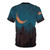 Enchanting night landscape t-shirt featuring a design with a full moon, stars, lightning, and other natural elements. - Back