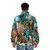 Puffer jacket featuring Saga comic book style characters and designs - men back