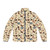 A blue puffer jacket with a cute cat snake pattern, perfect for ferret lovers