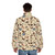 Ferret wearing a puffer jacket with a cat snake pattern - men back