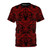 Satanic-inspired damask pattern t-shirt with occult symbols and imagery