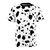 A t-shirt featuring a vibrant dalmatian print design, perfect for dog lovers.