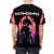 Synthwave Retro 80s T-shirt with robot skull logo - men back