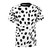 Stylish Dalmatian Print T-Shirt featuring a modern, abstract animal print pattern in black and white.